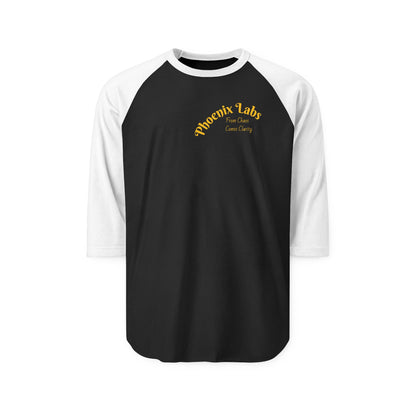 Phoenix Labs Raglan Shirt — Retro Yellow Logo 3/4 Sleeve Tee