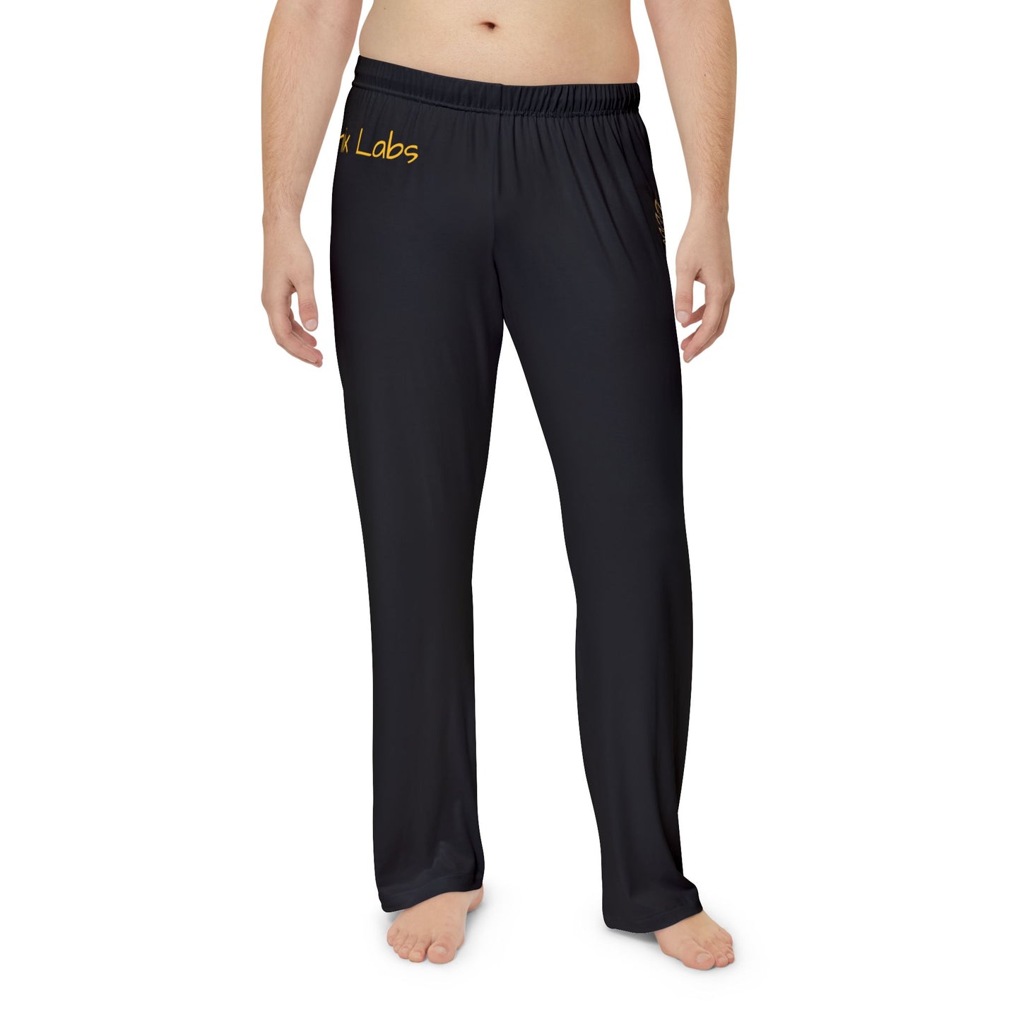 Men's Black Phoenix Pajama Pants — Cozy Lounge Sleepwear with Subtle Gold Script