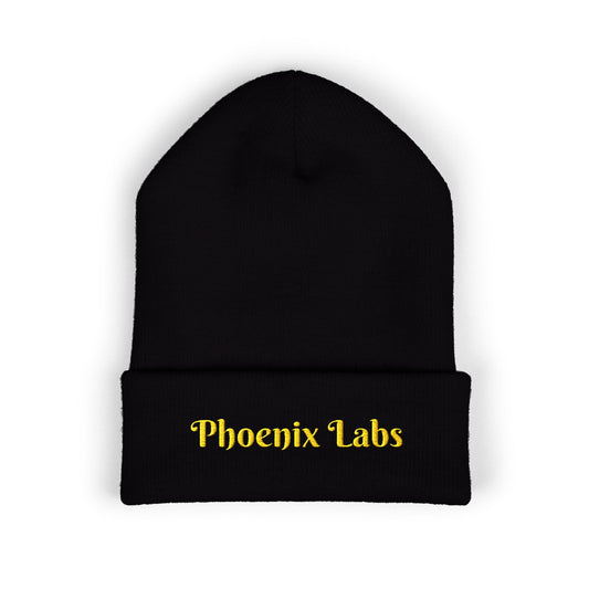 Embroidered "Phoenix Labs" Cuffed Beanie — Cozy Winter Knit Hat
