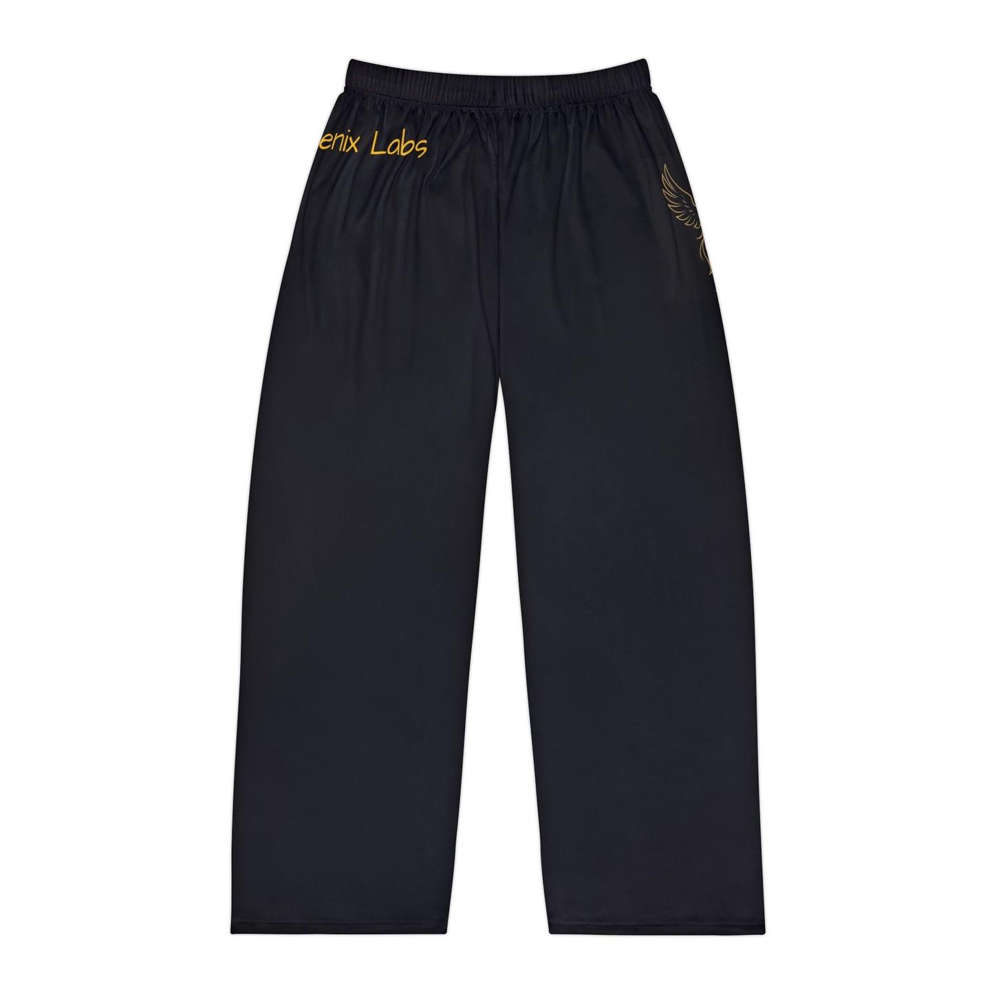 Men's Black Phoenix Pajama Pants — Cozy Lounge Sleepwear with Subtle Gold Script