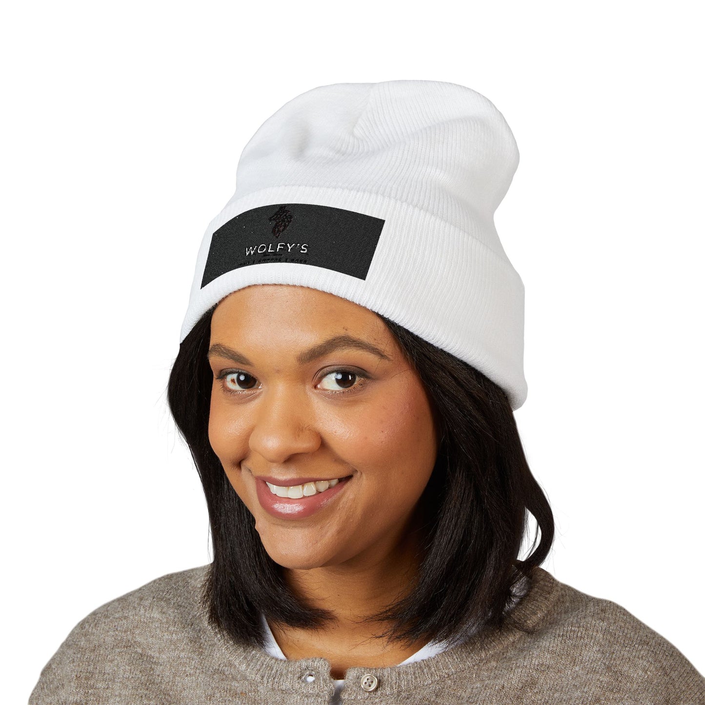 Embroidered 'WOLVY'S' Classic Cuffed Beanie — Warm Knit Winter Hat