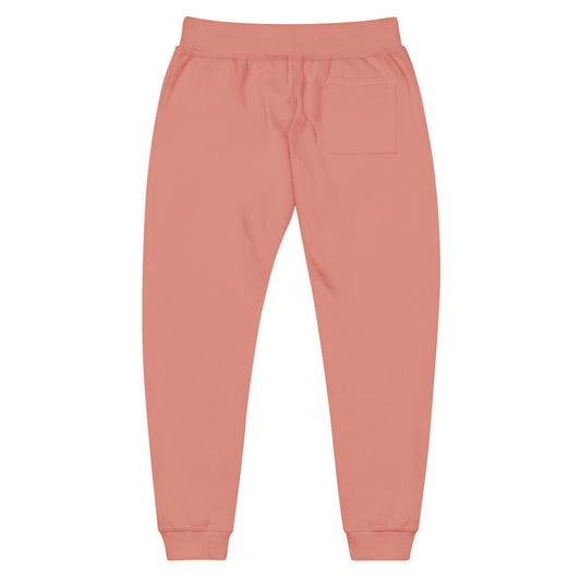 Embroidered Coral Fleece Sweatpants — Cozy Joggers with Subtle Script Accent