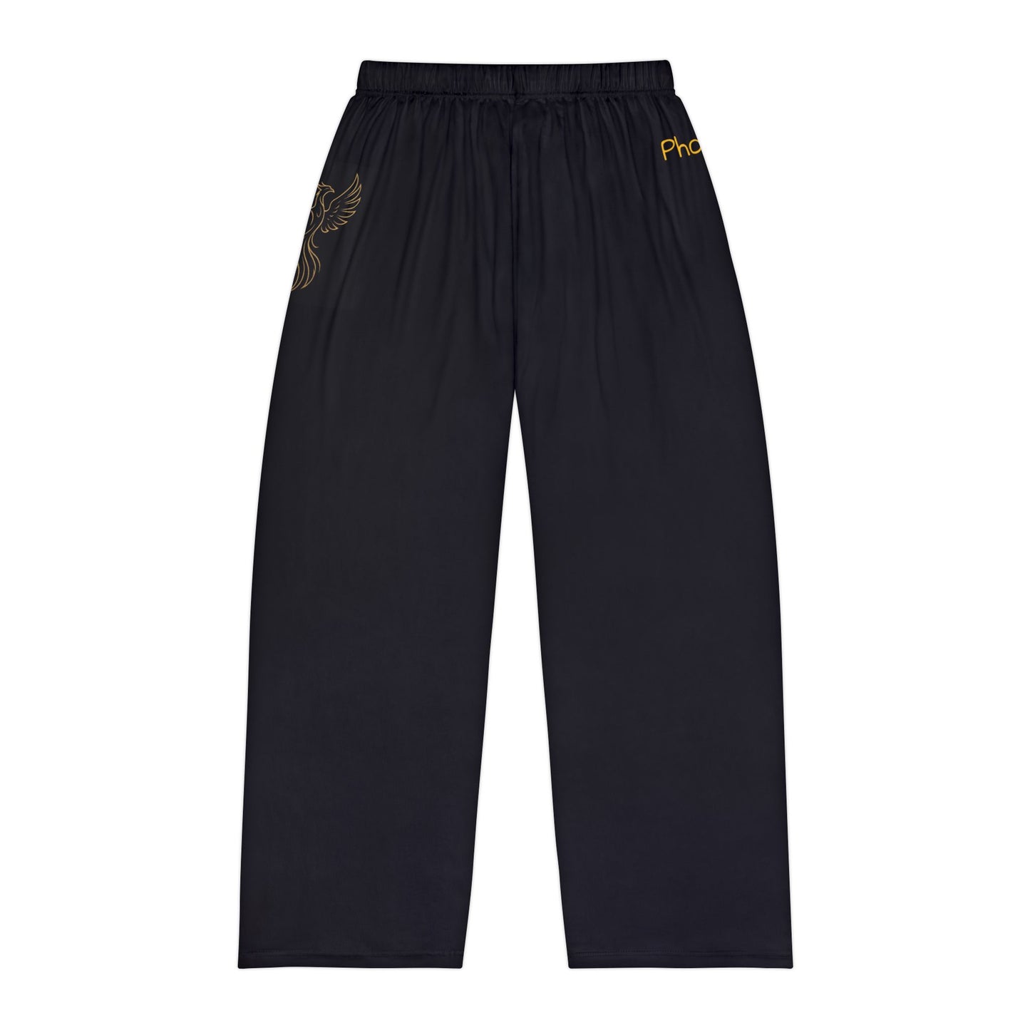 Men's Black Phoenix Pajama Pants — Cozy Lounge Sleepwear with Subtle Gold Script