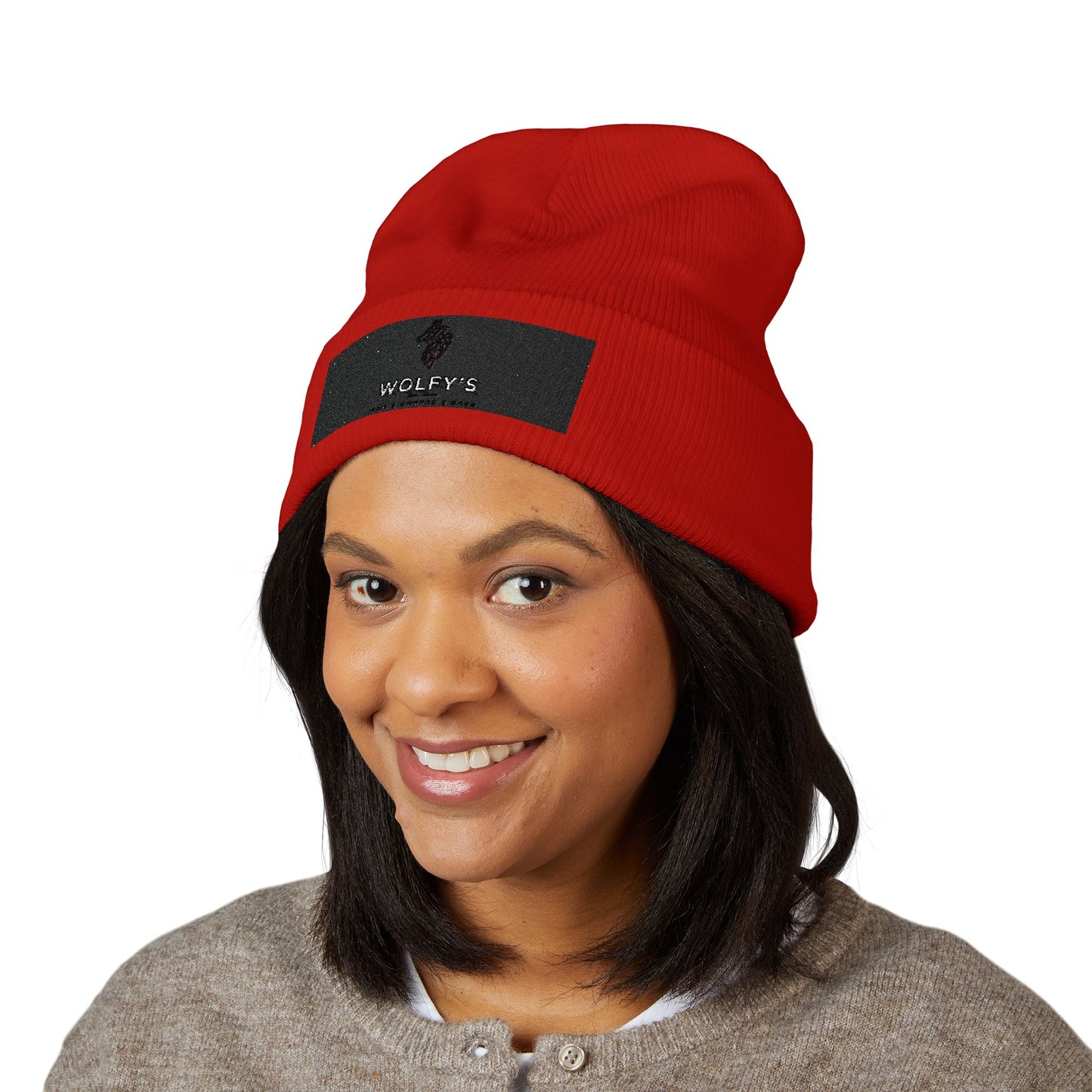 Embroidered 'WOLVY'S' Classic Cuffed Beanie — Warm Knit Winter Hat