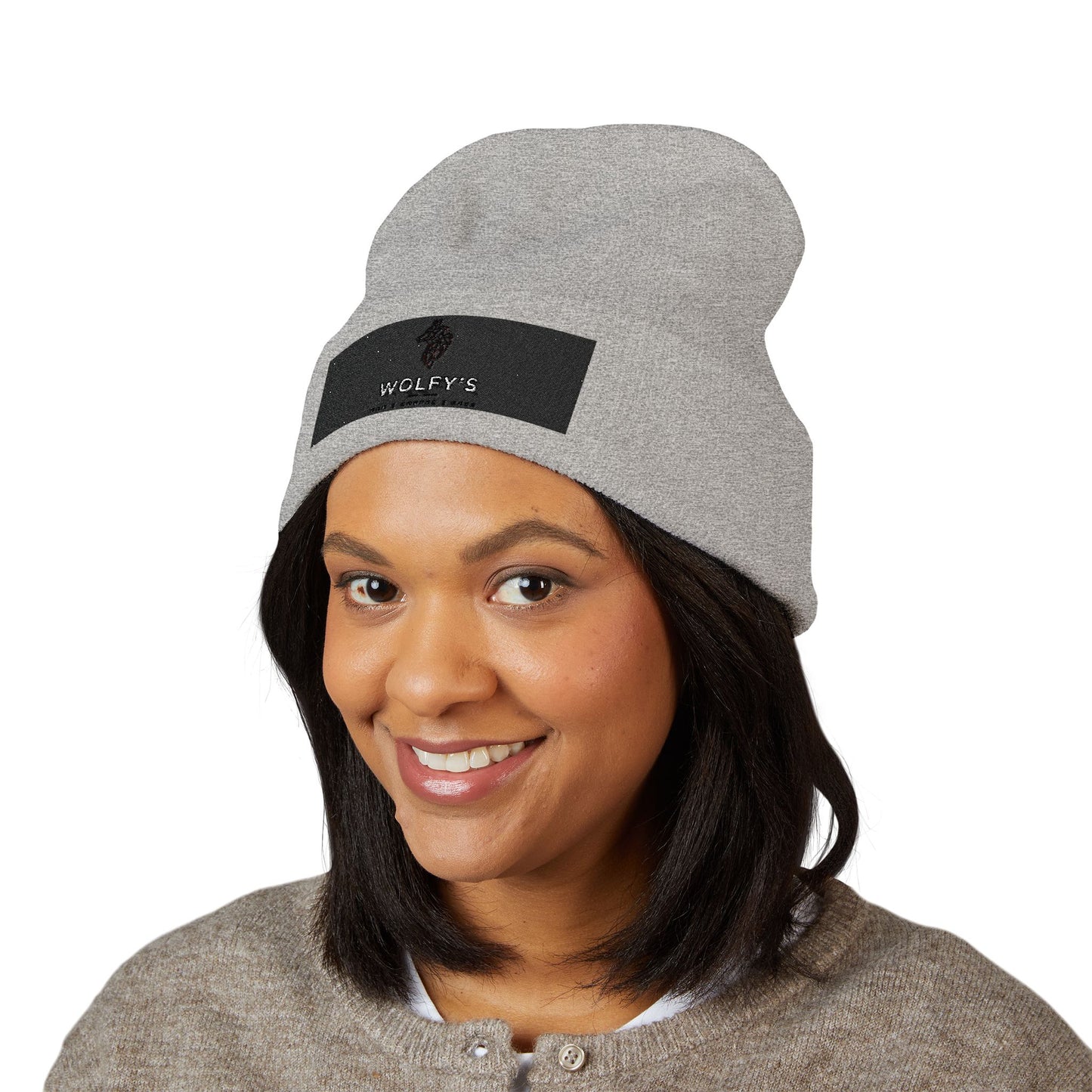 Embroidered 'WOLVY'S' Classic Cuffed Beanie — Warm Knit Winter Hat