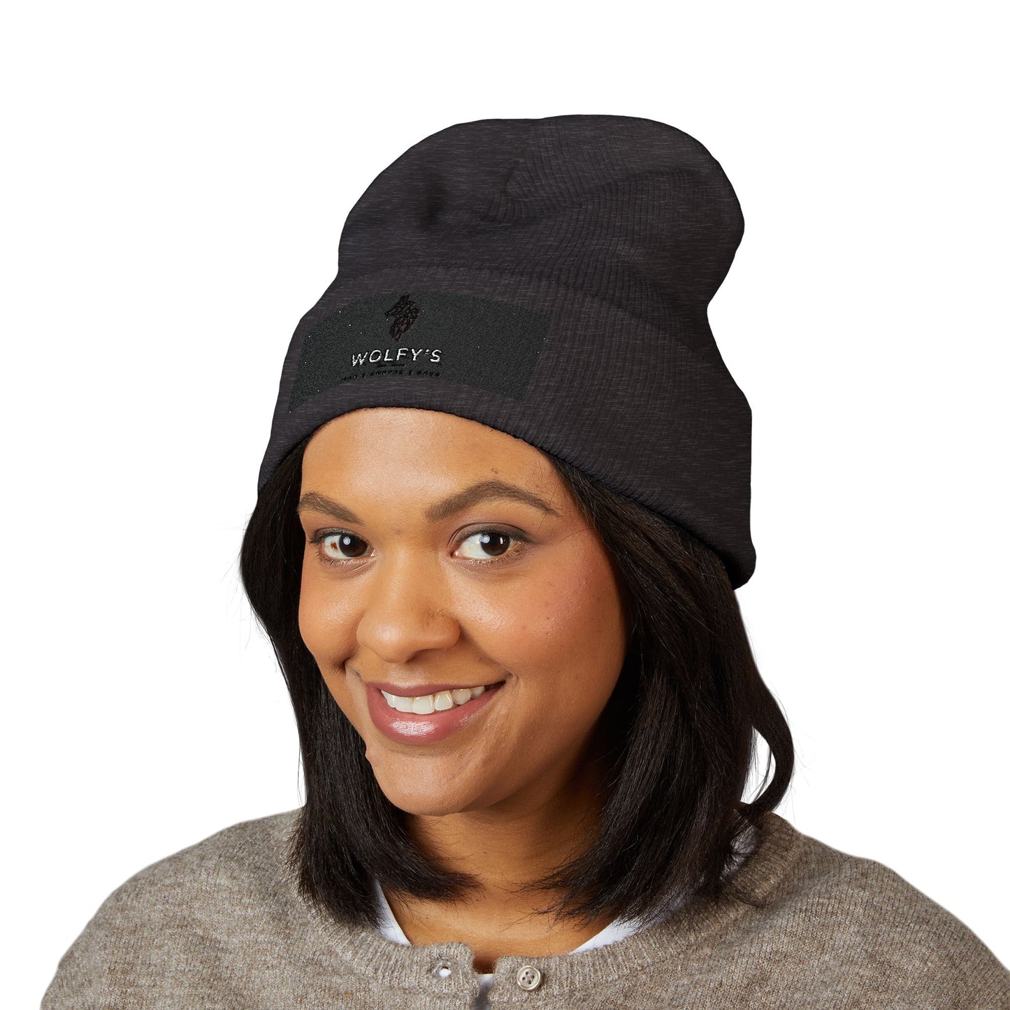 Embroidered 'WOLVY'S' Classic Cuffed Beanie — Warm Knit Winter Hat